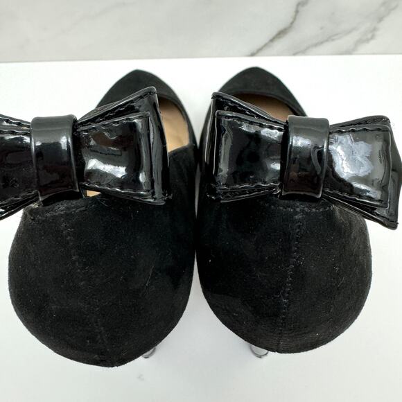 Torrid Womens Vegan Suede Pump Heels Size 8.5 Wide Dressy Bow Black - Picture 7 of 11